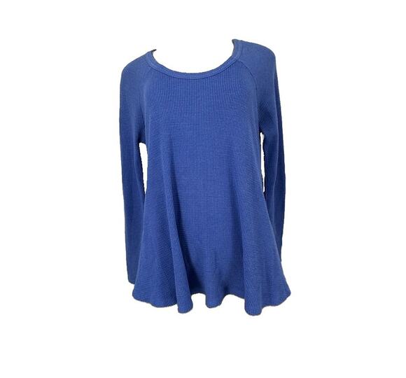 We The Free Tops - WE THE FREE PEOPLE Small Women Blue Malibu Thermal Long Sleeve Top Flare L39